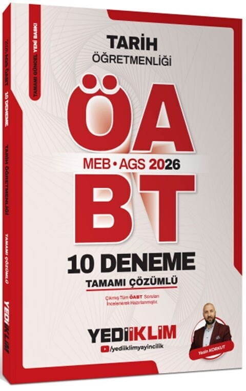 Yediiklim Yayınları 2026 MEB AGS ÖABT Tarih Öğretmenliği Tamamı Çözümlü 10 Deneme