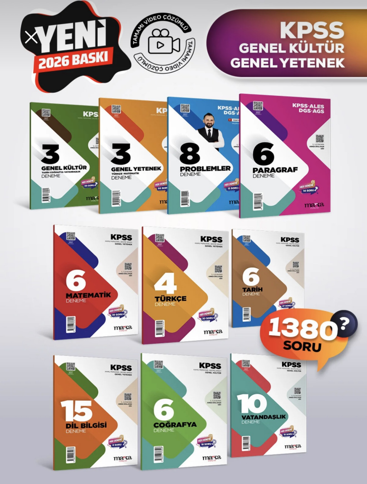 Marka Yayınları KPSS 2026 Genel Kültür Genel Yetenek KAZANDIRAN DENEME Seti Çözümlü 10 Fasikül