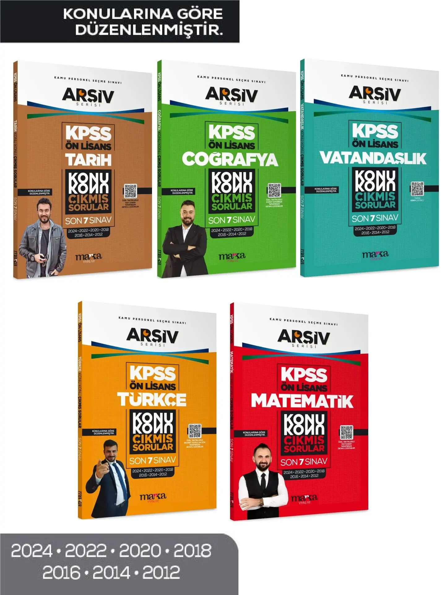 Marka 2026 KPSS Ön Lisans Çıkmış Sorular Son 7 Yıl Konularına Göre 5 li Set ARŞİV Serisi Marka Yayınları