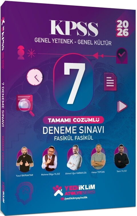 Yediiklim Yayınları 2026 KPSS Genel Yetenek Genel Kültür Fasikül Fasikül 7 Deneme Sınavı Tamamı Çözümlü