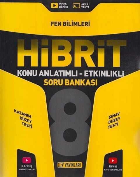 Hız Yayınları 8. Sınıf Fen Bilimleri HİBRİT Konu Anlatımlı Etkinlikli Soru Bankası