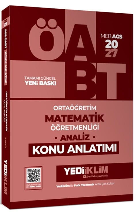 Yediiklim Yayınları 2027 MEB AGS ÖABT Ortaöğretim Matematik Öğretmenliği Analiz Konu Anlatımı