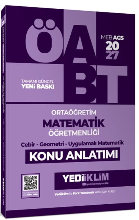 Yediiklim Yayınları 2027 MEB AGS ÖABT Ortaöğretim Matematik Öğretmenliği Cebir Geometri Uygulamalı Matematik Konu Anlatımı