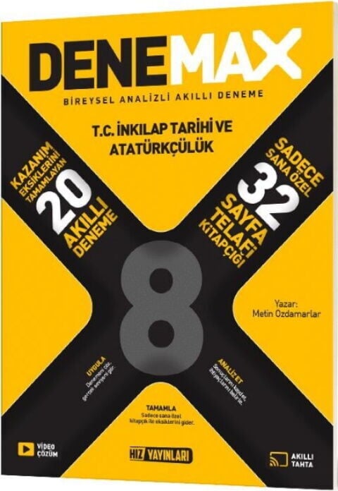 Hız Yayınları 8. Sınıf İnkilap Tarihi ve Atatürkçülük Denemax 20 li Akıllı Deneme