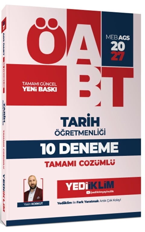Yediiklim Yayınları 2027 MEB AGS ÖABT Tarih Öğretmenliği Tamamı Çözümlü 10 Deneme