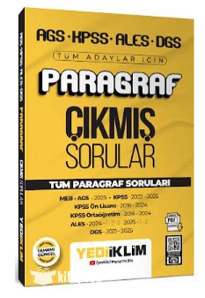 AGS KPSS ALES DGS Tüm Adaylar İçin Paragraf Tamamı PDF Çözümlü Tüm Paragraf Soruları Çıkmış Sorular Yediiklim Yayınları