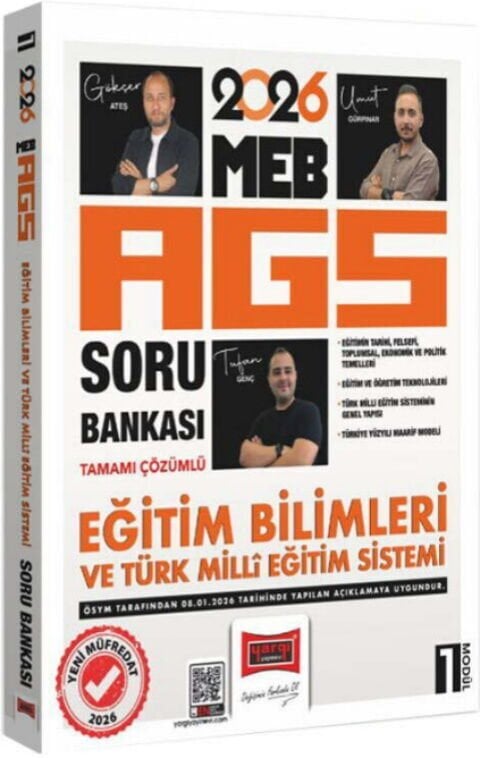 Yargı Yayınları 2026 MEB AGS Eğitim Bilimleri ve Türk Milli Eğitim sistemi Tamamı Çözümlü Soru Bankası Modül 1