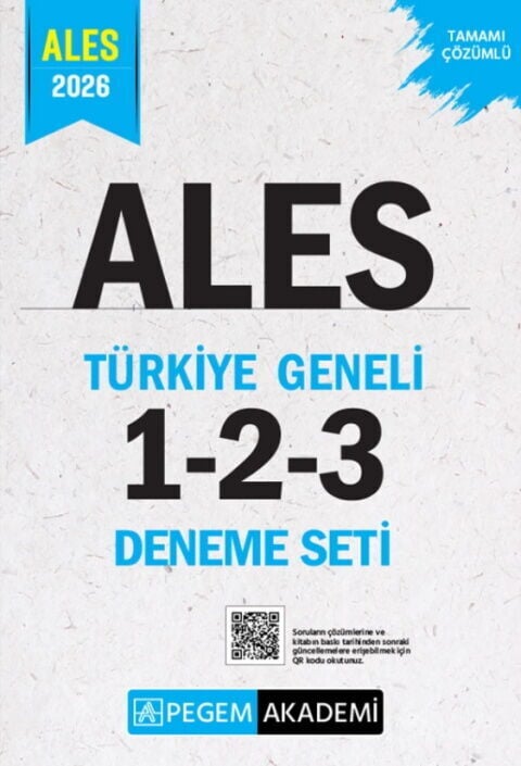 Pegem Yayınları 2026 ALES Tamamı Çözümlü Türkiye Geneli 1-2-3 Deneme Seti