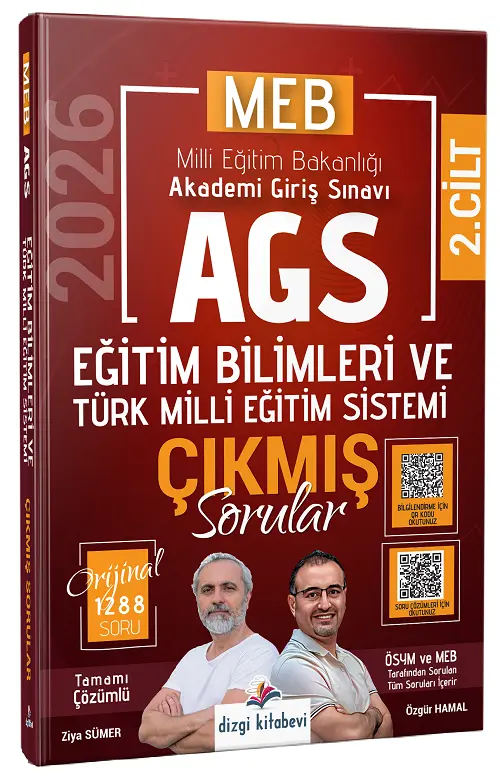 YENİ AGS - Dizgi Kitap 2026 MEB-AGS Eğitim Bilimleri ve Türk Milli Eğitim Sistemi Çıkmış Sorular Çözümlü - Ziya Sümer, Özgür Hamal Dizgi Kitap