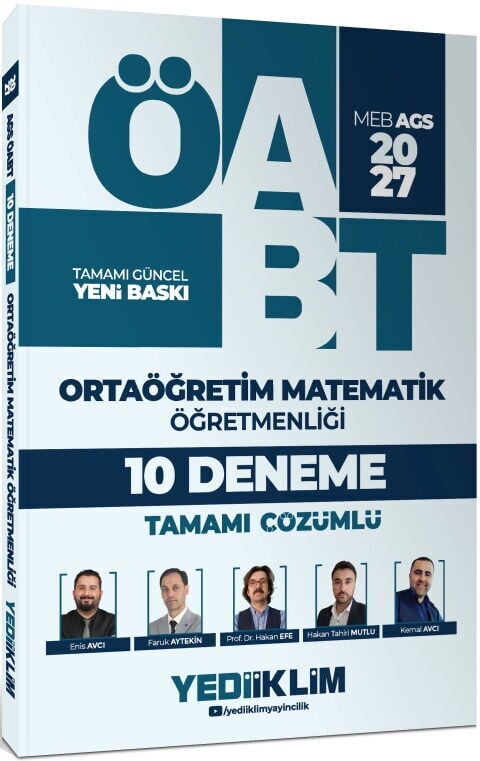 Yediiklim 2027 MEB AGS ÖABT Ortaöğretim Matematik Öğretmenliği Tamamı Çözümlü 10 Deneme