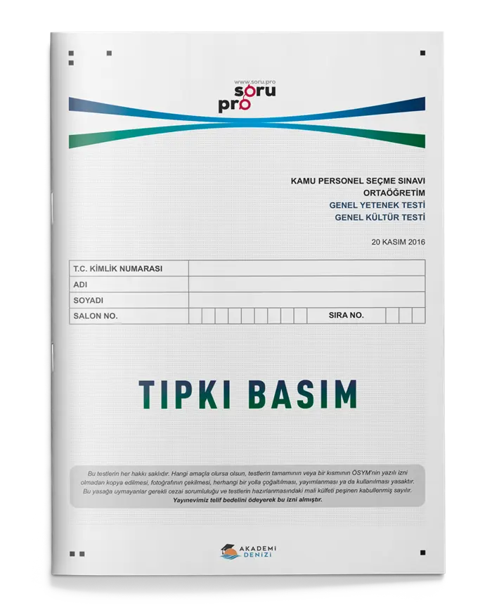 ÜCRETSİZ - Akademi Denizi KPSS Genel Yetenek Genel Kültür Çıkmış Soru Fasikülü Tıpkı Basım Akademi Denizi