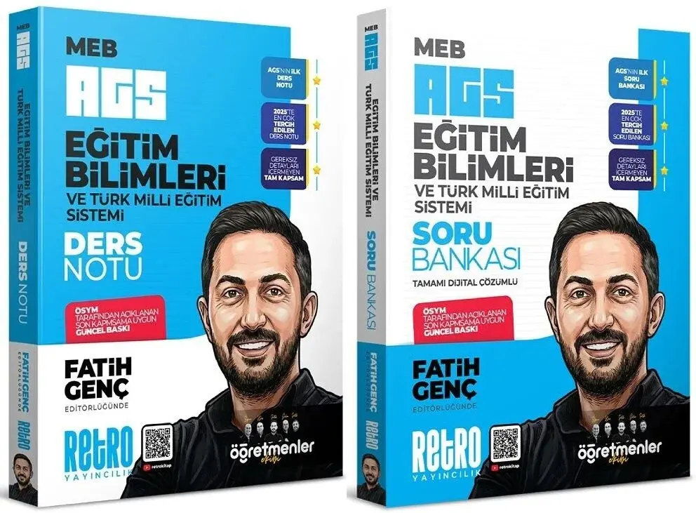 YENİ AGS - Retro 2026 MEB-AGS Eğitim Bilimleri ve Türk Milli Eğitim Sistemi Öğretmenler Ekibi Ders Notu + Soru Bankası 2 li Set - Fatih Genç Retro Yayıncılık