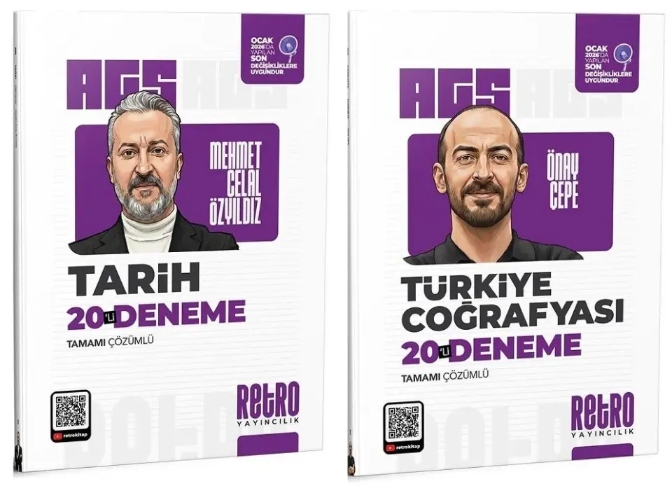 YENİ AGS - Retro 2026 MEB-AGS Tarih + Türkiye Coğrafyası 20+20 Deneme 2 li Set Retro Yayıncılık