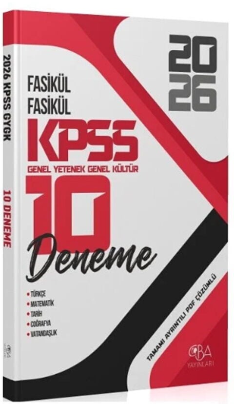 CBA Yayınları 2026 KPSS Genel Yetenek Genel Kültür 10 Deneme