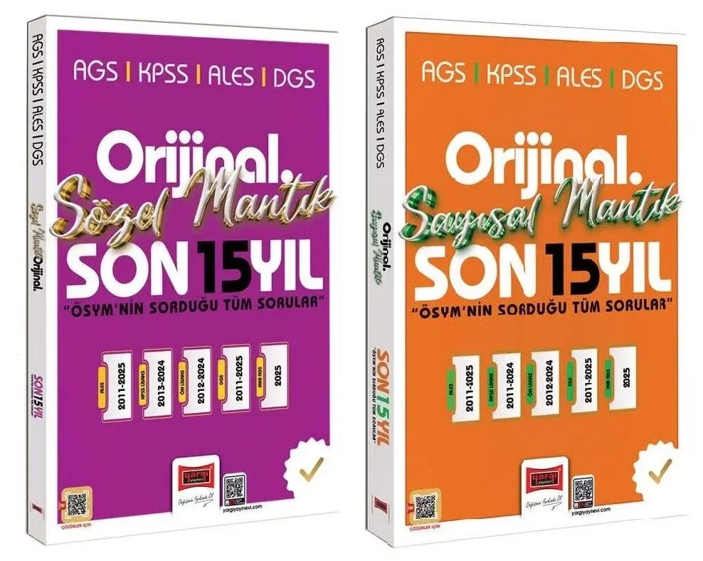 Yargı 2026 KPSS MEB-AGS ALES DGS Sözel + Sayısal Mantık Orijinal Çıkmış Sorular Son 15 Yıl 2 li Set Yargı Yayınları