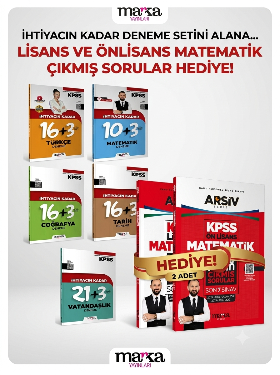 2026 KPSS İhtiyacın Kadar Tüm Dersler Deneme Seti Ortaöğretim, Önlisans, Lisans ( Matematik Çıkmış Sorular Hediyeli )