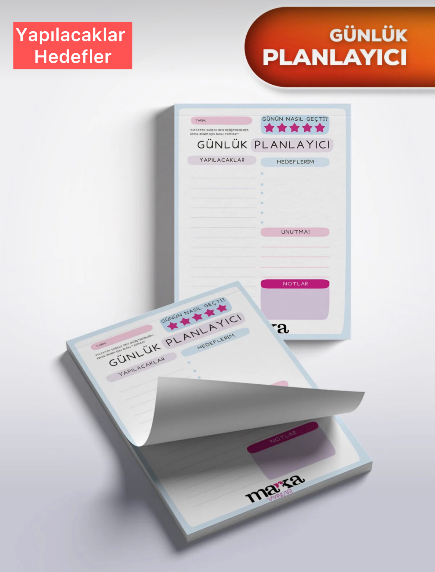 Günlük Planlayıcı Blok Not | Yapılacaklar, Hedeflerim, Unutma, Notlar