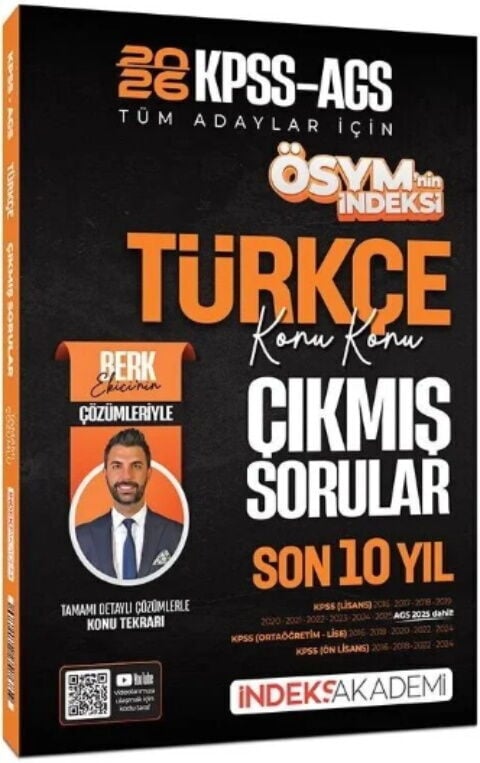 İndeks Akademi 2026 KPSS MEB AGS Türkçe Son 10 Yıl Konu Konu Çıkmış Sorular Çözümlü