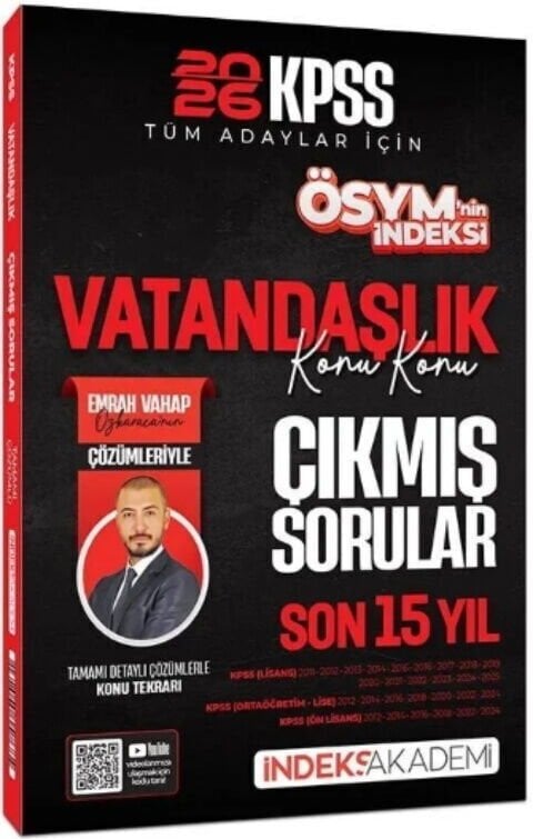 İndeks Akademi 2026 KPSS Vatandaşlık ÖSYM nin İndeksi Çıkmış Sorular Son 15 Yıl Konu Konu Çözümlü